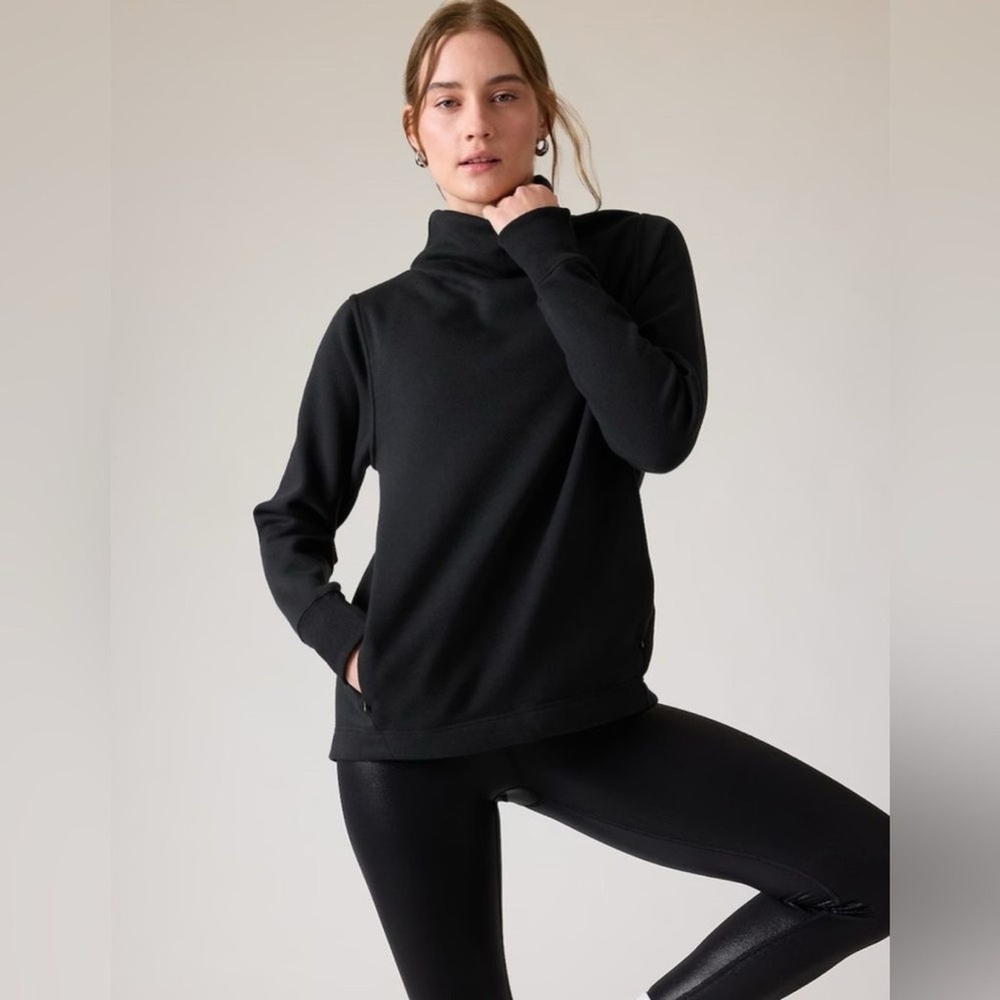 Athleta Cozy Karma Twist Neck Pullover Sweatshirt Sz XS Mock-Neck Athleisure NWT